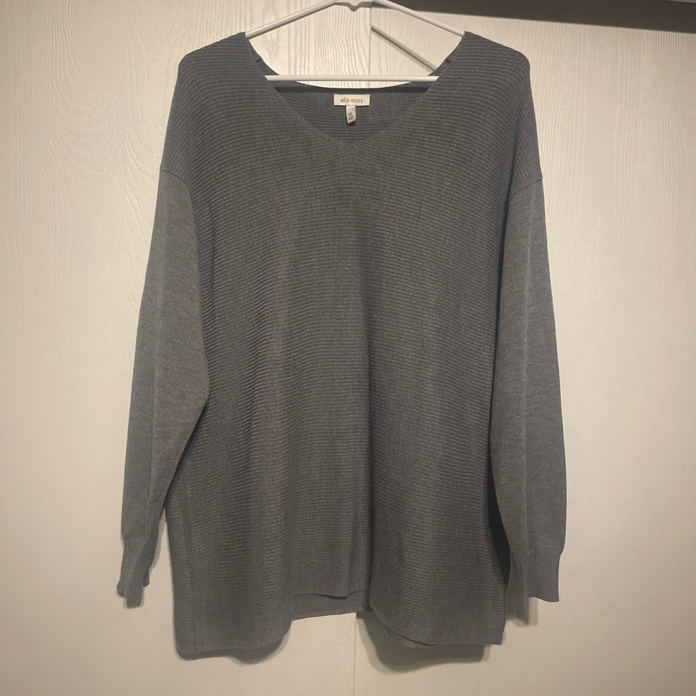 Ella Moss Gray V-Neck Sweater